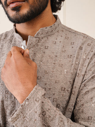 Sequin Embroidered Pure Cotton Kurta only
