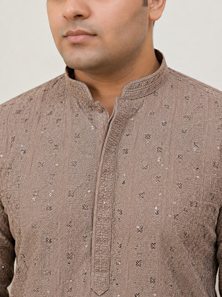 Sequin Embroidered Pure Cotton Kurta