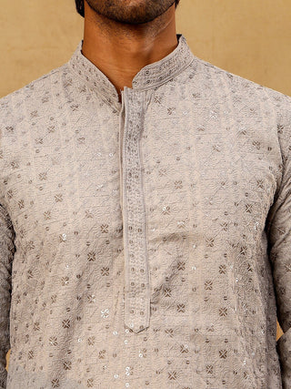 Men's Cotton Chikankari Sequins Kurta