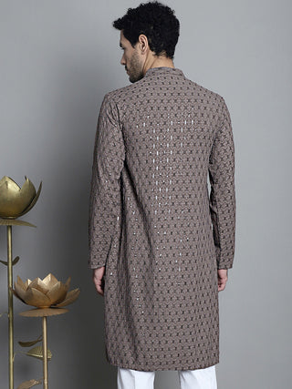 Men's Chikankari Embroidered and Sequence Kurta Only