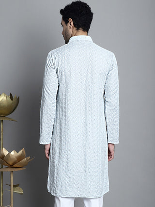 Men's Chikankari Embroidered and Sequence Kurta Only