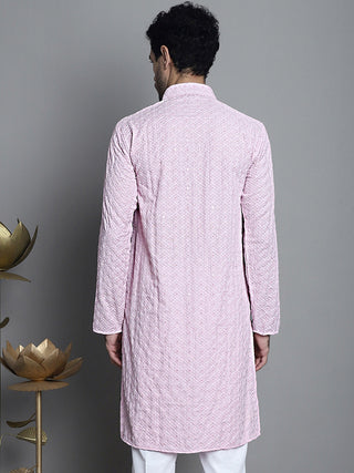 Men's Chikankari Embroidered and Sequence Kurta Only