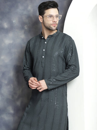 Men's Sequins Chikankari Embroidered Kurtas