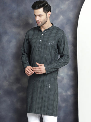 Men's Sequins Chikankari Embroidered Kurtas