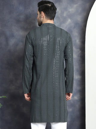 Men's Sequins Chikankari Embroidered Kurtas