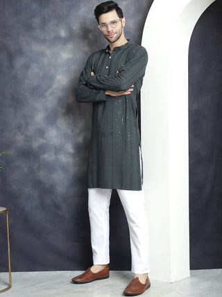 Men's Sequins Chikankari Embroidered Kurtas