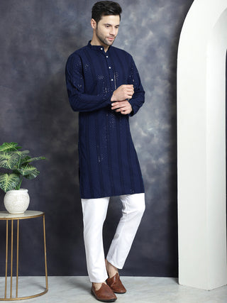 Men's Sequins Chikankari Embroidered Kurtas