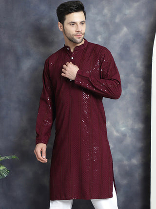 Men's Sequins Chikankari Embroidered Kurtas