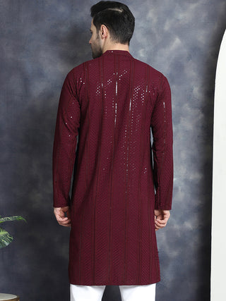 Men's Sequins Chikankari Embroidered Kurtas