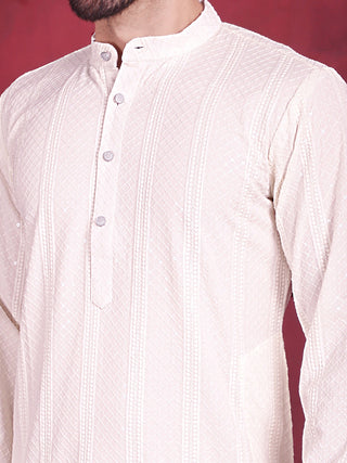 Men's Sequins Chikankari Embroidered Kurtas.