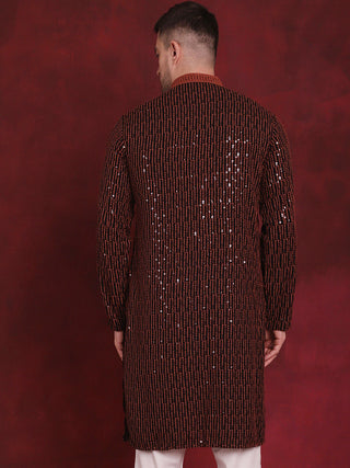 Men Sequins Chikankari Embroidered Kurtas