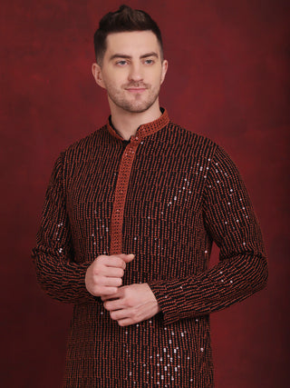 Men Sequins Chikankari Embroidered Kurtas