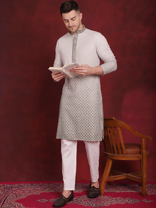 Men Sequins Embroidered Kurtas