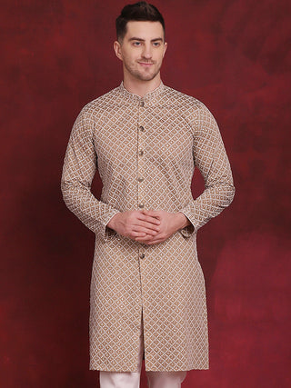 Men Sequin Chikankari Front Open Kurtas