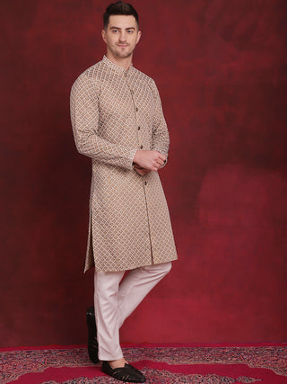 Men Sequin Chikankari Front Open Kurtas