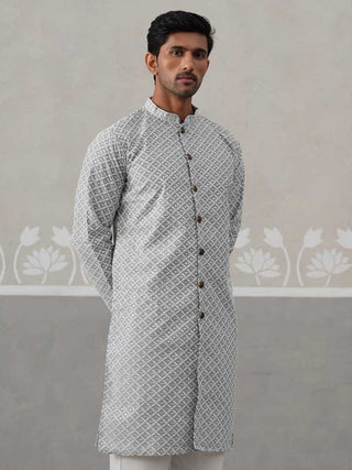 Sequin Chikankari Front Open Kurta