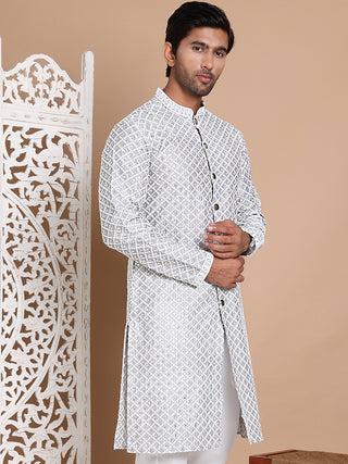 Sequin Chikankari Front Open Kurtas