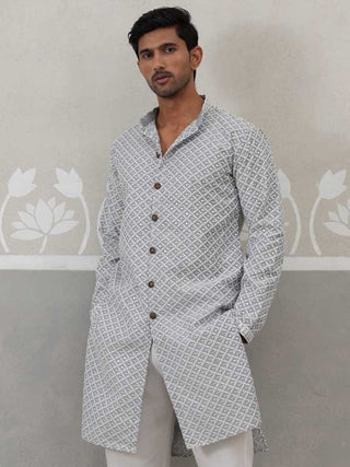 Sequin Chikankari Front Open Kurta