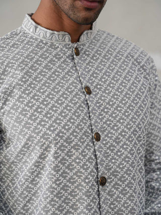 Sequin Chikankari Front Open Kurta