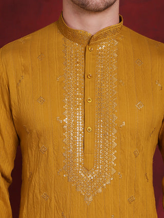 Men Sequins Embroidered Kurtas