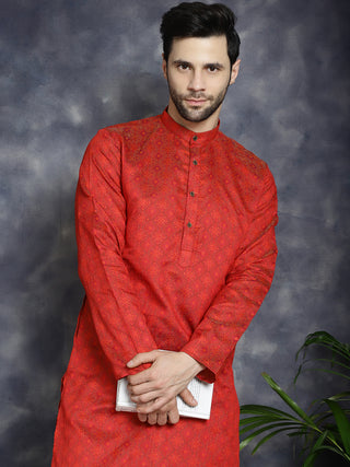 Red Woven Design Kurtas