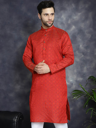 Red Woven Design Kurtas