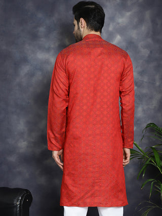 Red Woven Design Kurtas