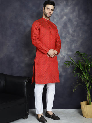 Red Woven Design Kurtas