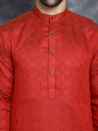 Red Woven Design Kurtas