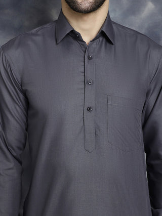 Men's Grey Solid Short Kurtas