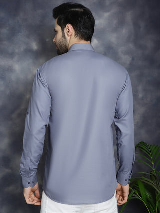 Men's Light Grey Solid Short Kurtas