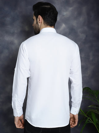 Men's White Solid Short Kurtas