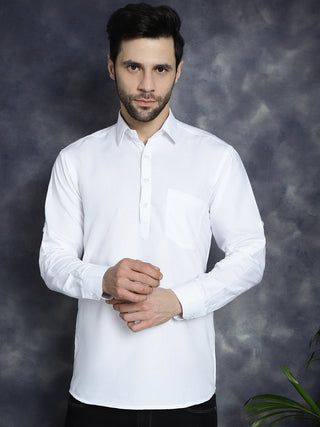 Men's White Solid Short Kurtas