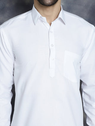 Men's White Solid Short Kurtas