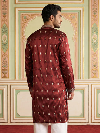 Silk Blend Embroidered Kurta for Men