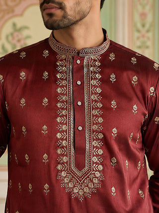 Silk Blend Embroidered Kurta for Men