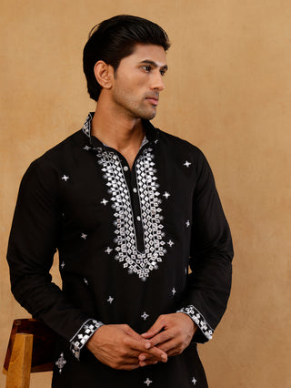 Men's Silk Embroidered Kurta