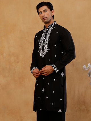 Men's Silk Embroidered Kurta