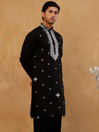 Men's Silk Embroidered Kurta