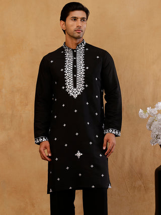 Men's Silk Embroidered Kurta