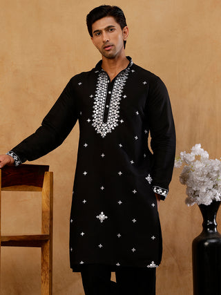 Men's Silk Embroidered Kurta