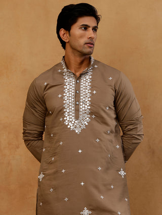 Men's Silk Embroidered Kurta