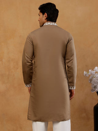 Men's Silk Embroidered Kurta