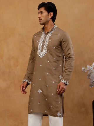 Men's Silk Embroidered Kurta