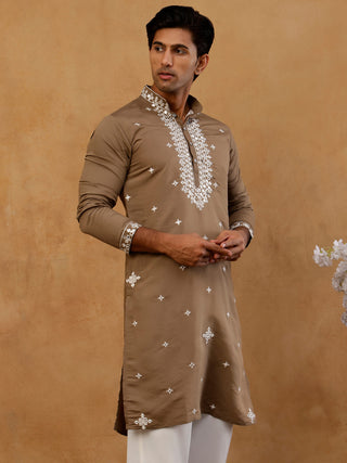 Men's Silk Embroidered Kurta