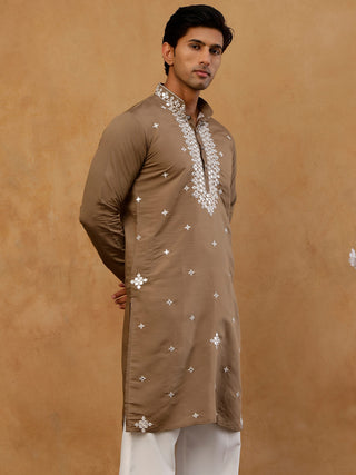 Men's Silk Embroidered Kurta