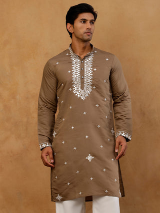 Men's Silk Embroidered Kurta
