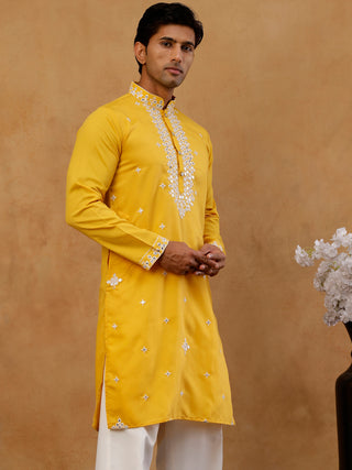 Men's Silk Embroidered Kurta