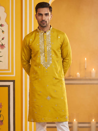 Men's Embroidered & Mirror Work Kurta.