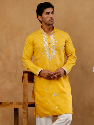 Men's Silk Embroidered Kurta